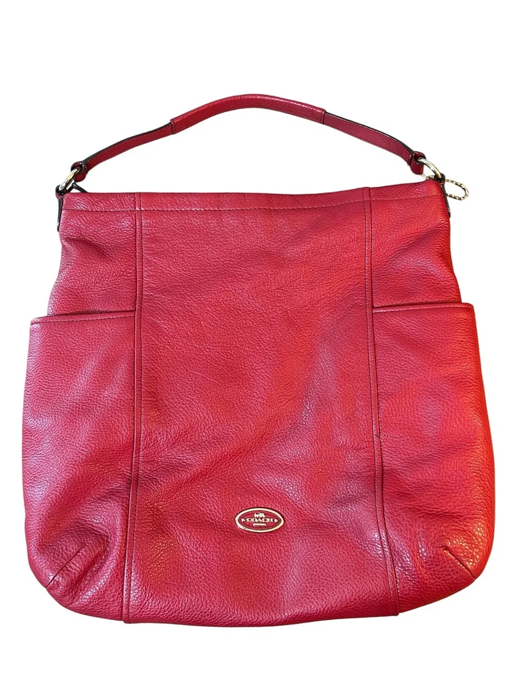 Coach Chicago Gallery Pebble Leather Hobo Tote Bag Red Current color G1420-33436